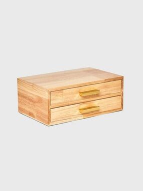 A New Day Two Drawer Wood Organizer Jewelry Box - A New Day Light Brown